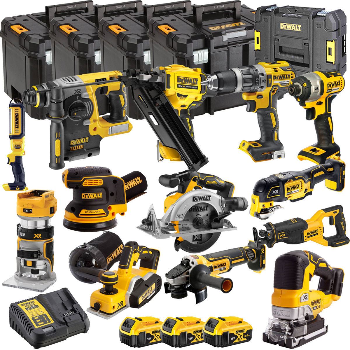 DEWALT 18V Brushless 13-Piece Power Tool Combo Kit with 3 x 5.0Ah Batteries, Charger & TSTAK (DCKT4T13B3)