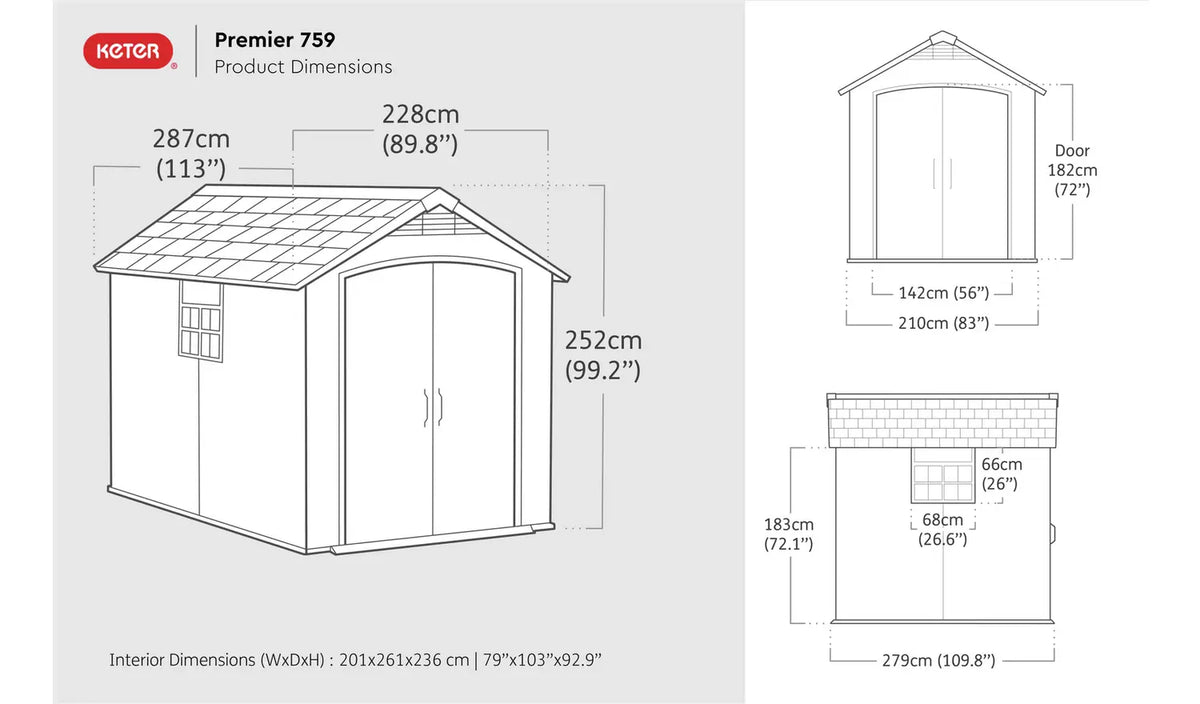 Keter Premier 7.5 x 9 ft Plastic Shed – view 4