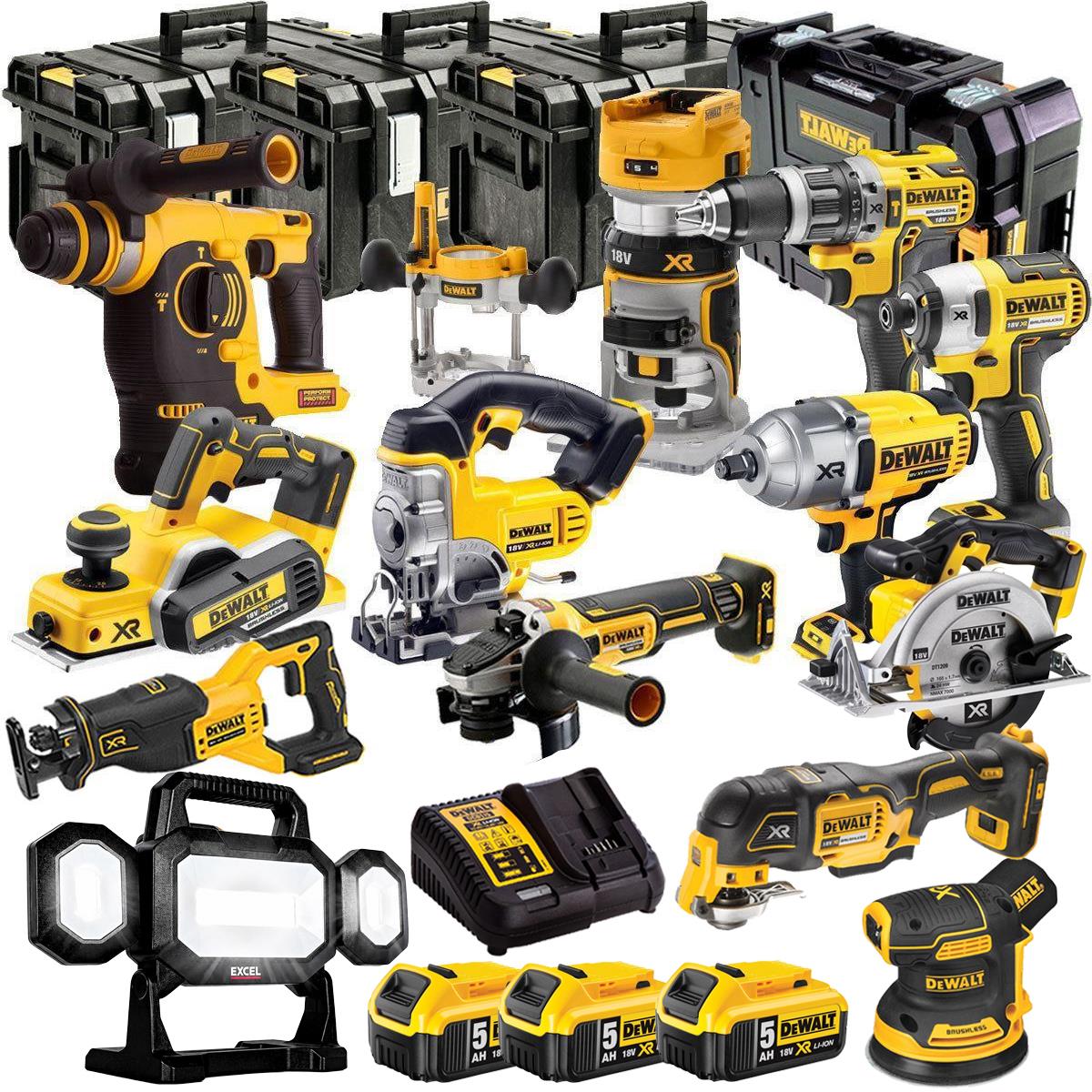DEWALT 18V XR 13-Piece Power Tool Combo Kit with 3 x 5.0Ah Batteries, Charger & TSTAK Storage (DCKT4T13B4)