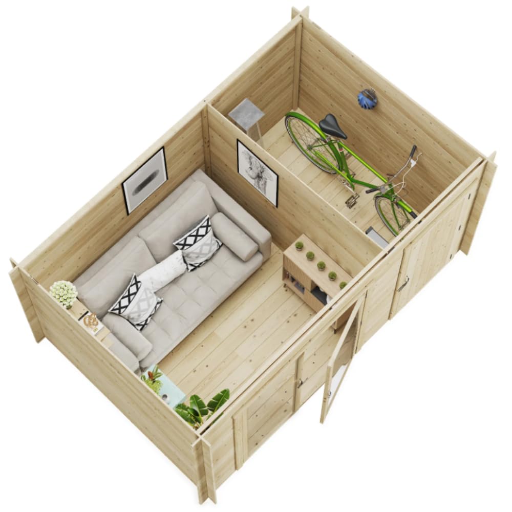 BillyOh Tianna Log Cabin Summer House 14 x 8 ft with Side Shed – view 3