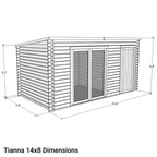 BillyOh Tianna Log Cabin Summer House 14 x 8 ft with Side Shed – view 4