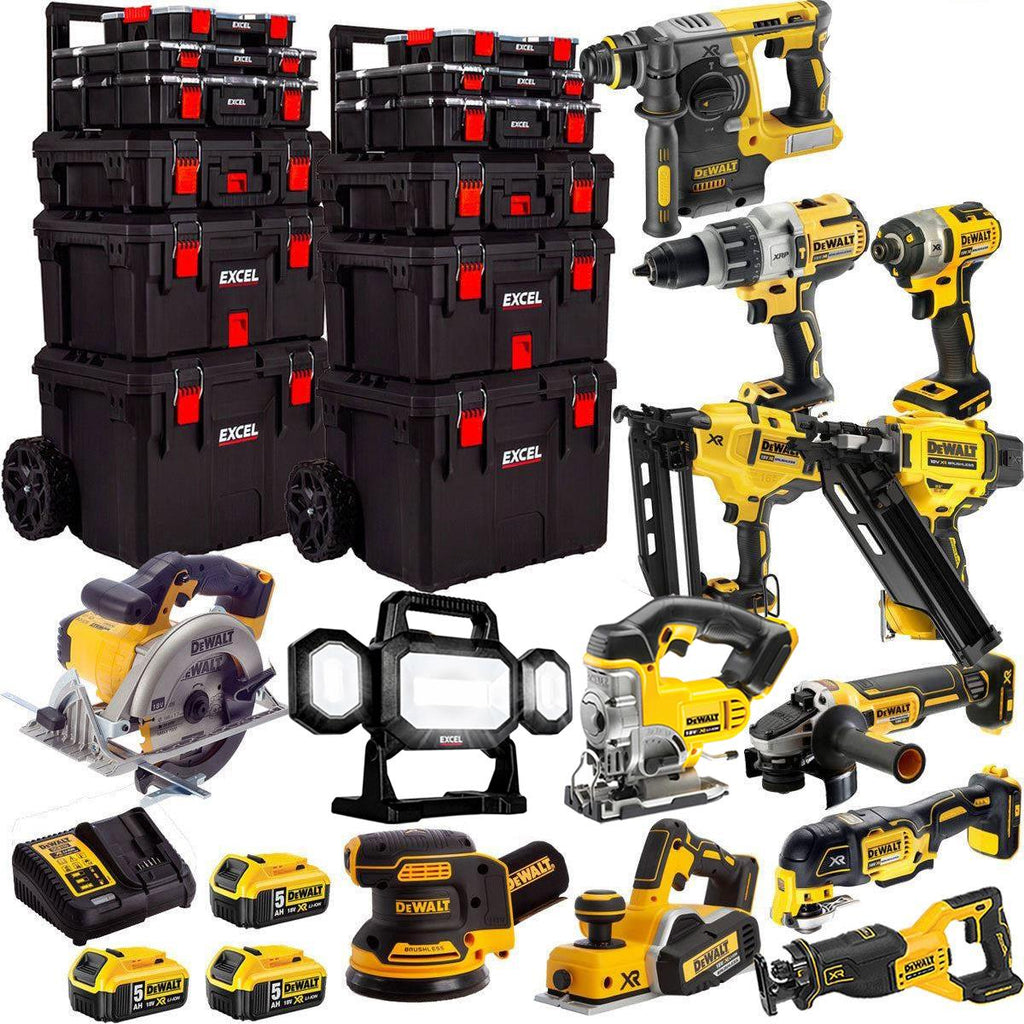 DEWALT 18V 13-Piece Power Tool Combo Kit with 3 x 5.0Ah Batteries & Trolley Toolbox