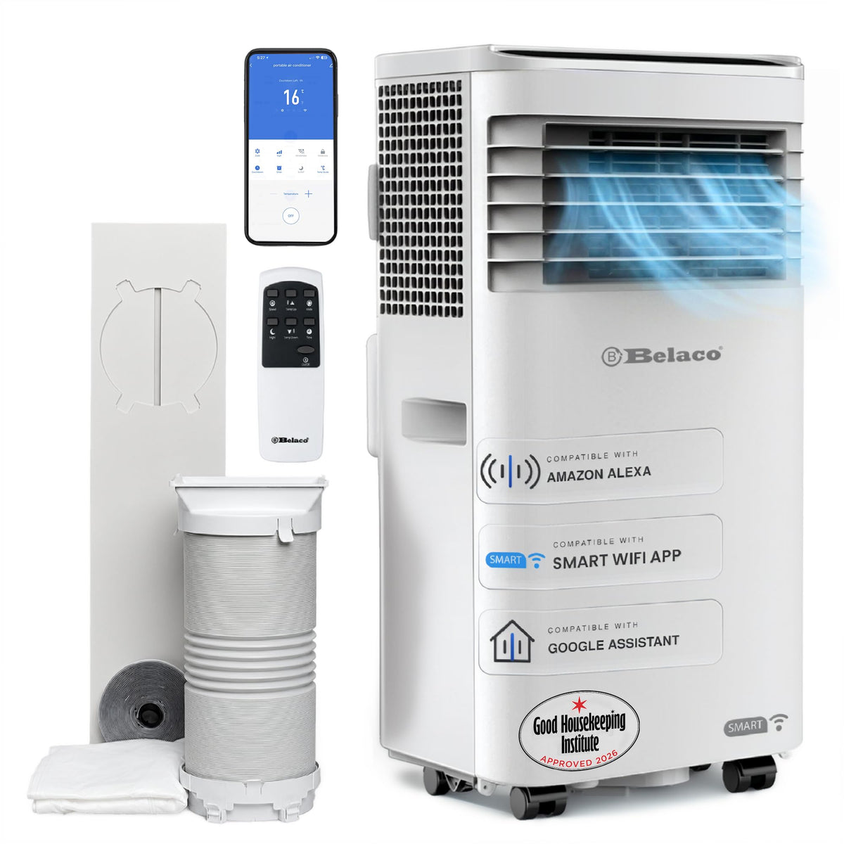Belaco 9000 BTU Portable Air Conditioner with Smart Wi-Fi