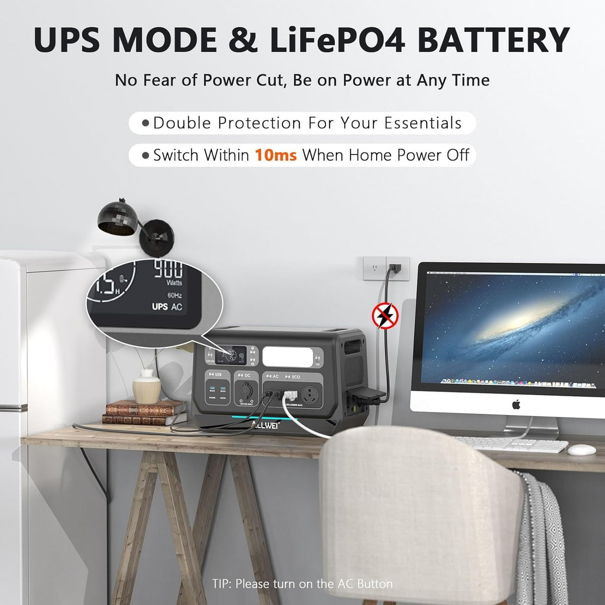 ALLWEI Portable Power Station 2048Wh 2400W (4800W Peak) – view 3
