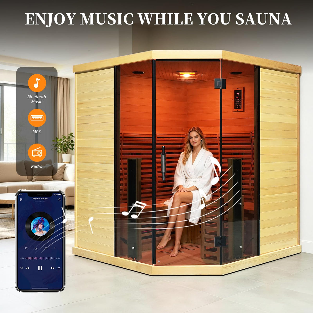AURGOD Corner Hybrid Sauna, 3 Person – view 2
