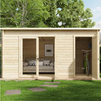 BillyOh Tianna Log Cabin Summer House 14 x 8 ft with Side Shed – view 2