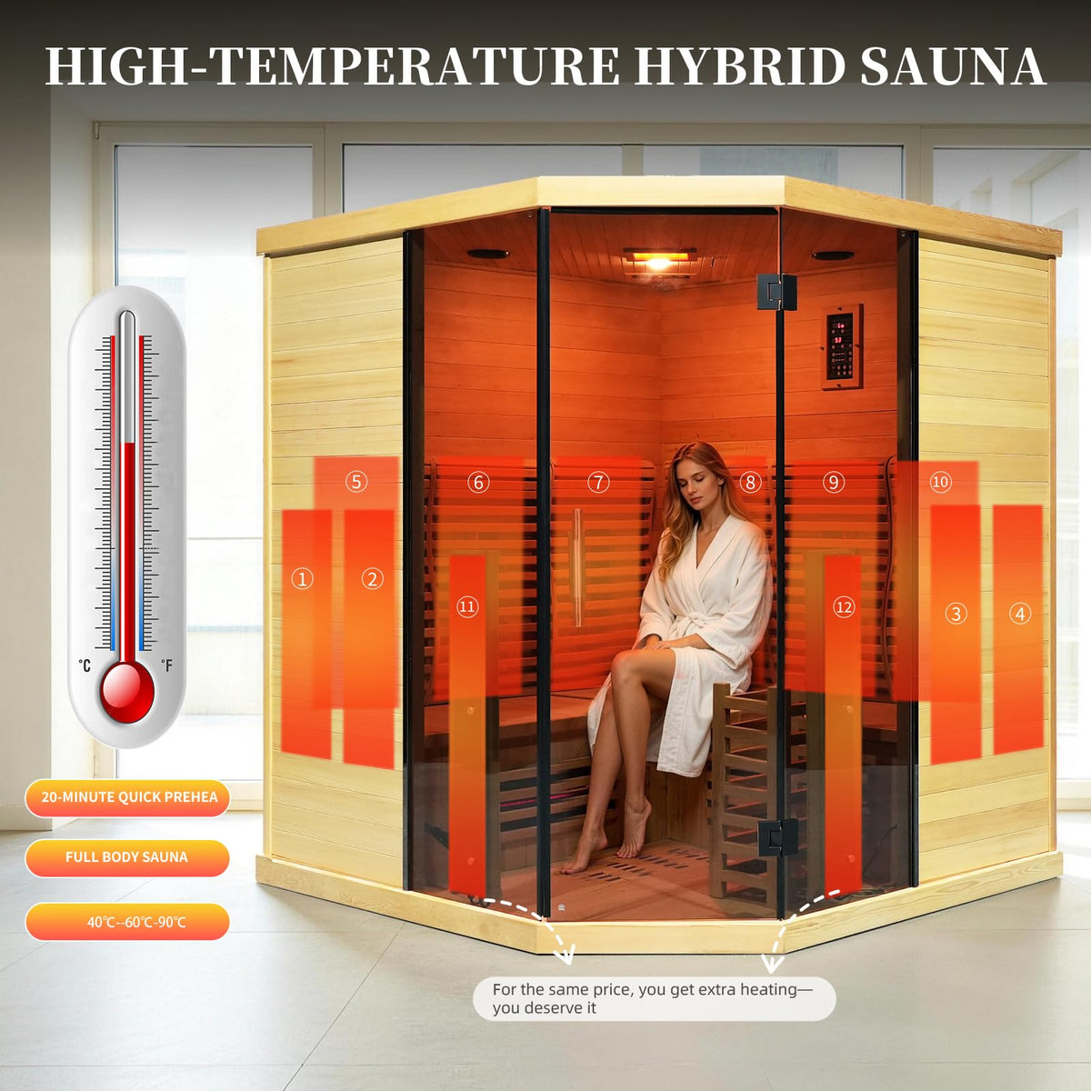 AURGOD Corner Hybrid Sauna, 3 Person – view 5
