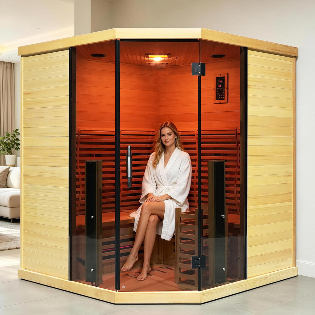 AURGOD Corner Hybrid Sauna, 3 Person
