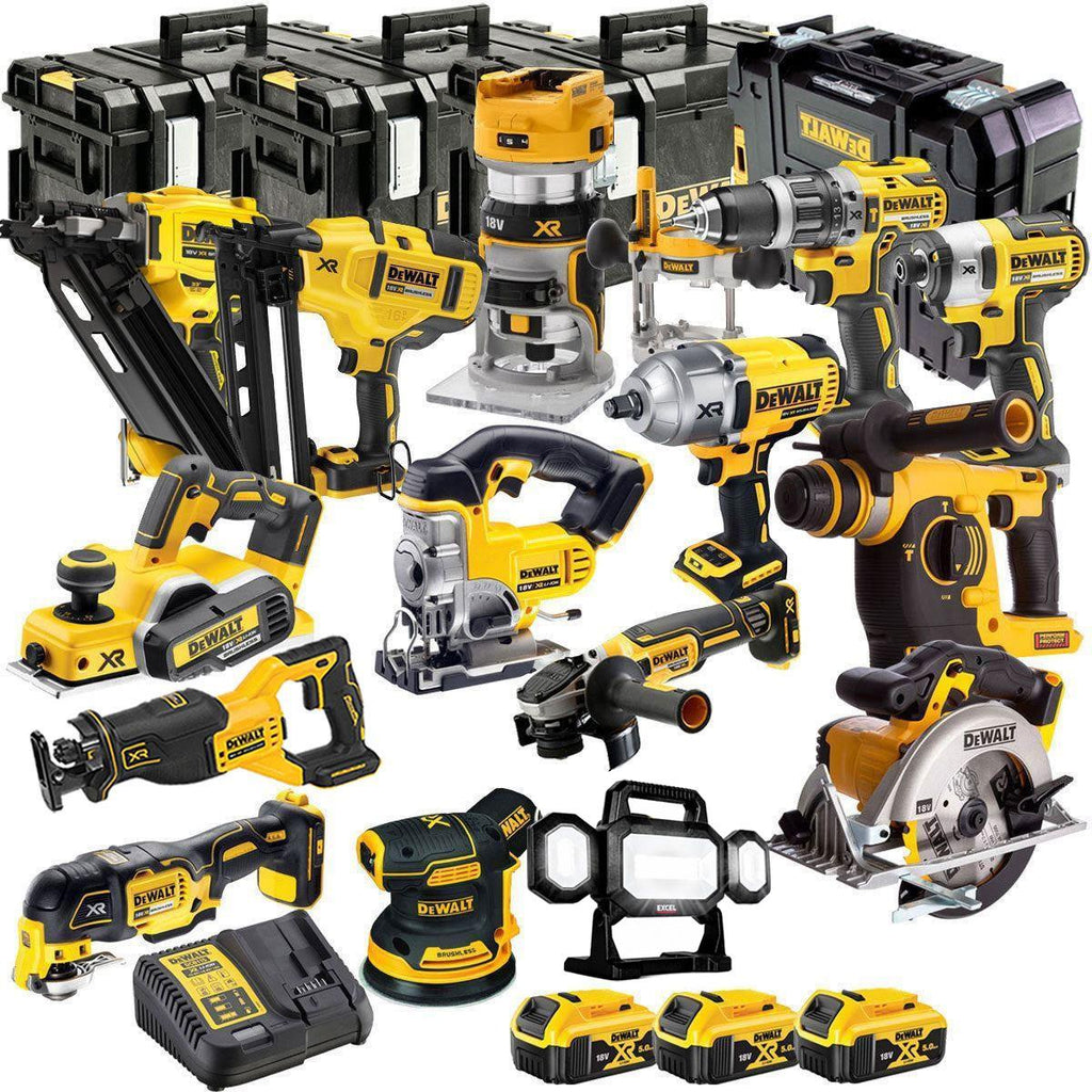 DEWALT 18V XR 15-Piece Power Tool Combo Kit with 3 x 5.0Ah Batteries, Charger & TSTAK Boxes (DCKT4T15B4)