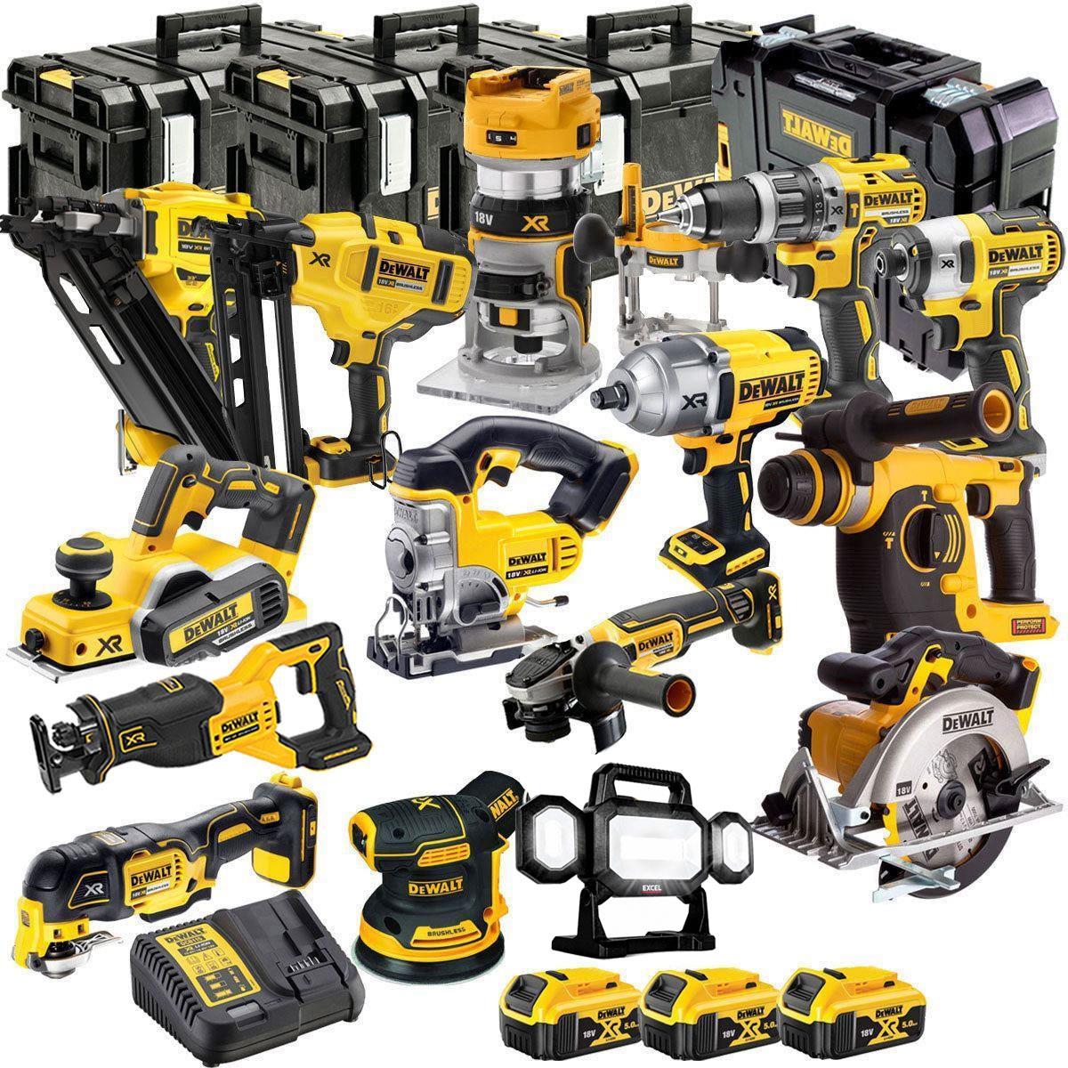 DEWALT 18V XR 15-Piece Power Tool Combo Kit with 3 x 5.0Ah Batteries, Charger & TSTAK Boxes (DCKT4T15B4)