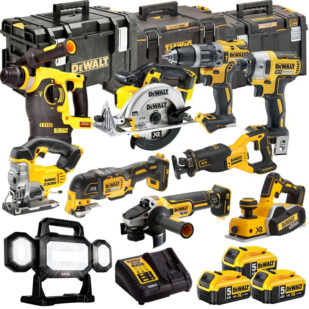 DEWALT 18V XR 10-Piece Power Tool Combo Kit with 3 x 5.0Ah Batteries & Toughsystem Box (DCKT4T10P12)