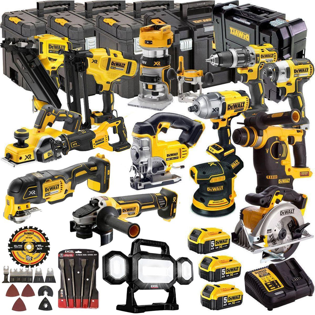 DEWALT 18V XR 15-Piece Power Tool Combo Kit with 3 x 5.0Ah Batteries, Toughsystem & Accessories (DCKT4T15B4A)